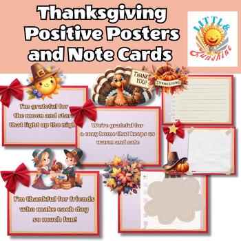 Preview of Thanksgiving Positive Posters and Note Cards
