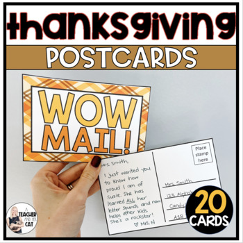 Preview of Thanksgiving Postcards - Positive Mail from Teacher to Parents and Students
