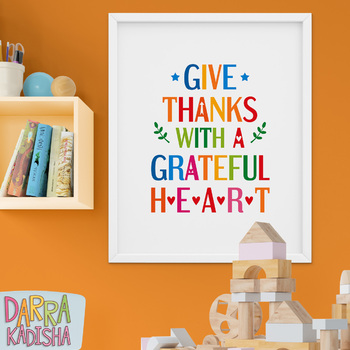 Preview of Thanksgiving Poster Printable - Give thanks with a grateful heart