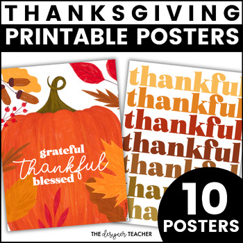 Preview of Thanksgiving Posters Fall Autumn Gratitude Thankfulness Decor & Bulletin Board