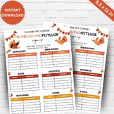 Thanksgiving Potluck Sign Up Sheet EDITABLE | Friendsgivin