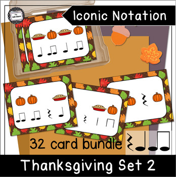 Preview of Thanksgiving Pre Rhythm Iconic Notation Card Bundle 2 + PowerPoint + Kaboom