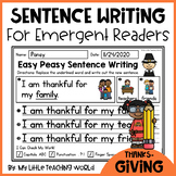 Thanksgiving Predictable Sentence Writing
