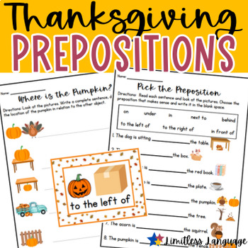 Preview of Thanksgiving Prepositions Worksheets for ESL middle and high school
