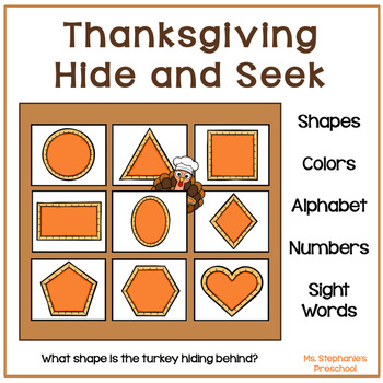 Preview of Thanksgiving Preschool Hide and Seek