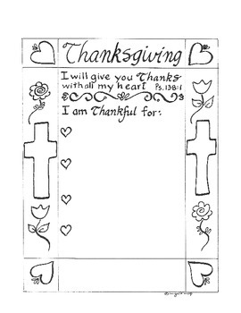 Preview of Thanksgiving Printable - Bible verse Psalm 138  - I am Thankful for