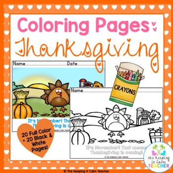 Thanksgiving Printable Coloring Pages by The Keeping it Calm Teacher