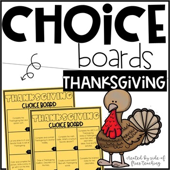 Preview of November Early Finisher Thanksgiving Printables Choice Boards