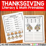 Thanksgiving No Prep Kindergarten Activities with Literacy