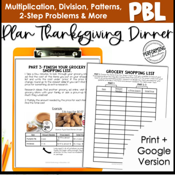 Preview of 3rd Grade Thanksgiving Project Based Learning | November Math Activities