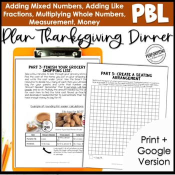 Preview of 4th Grade Thanksgiving Project Based Learning | November Math Activities