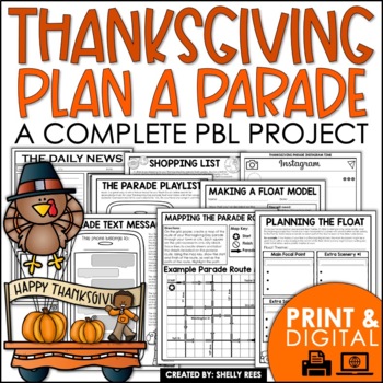 Preview of Thanksgiving Project PBL | Thanksgiving Writing & Math | Balloons over Broadway