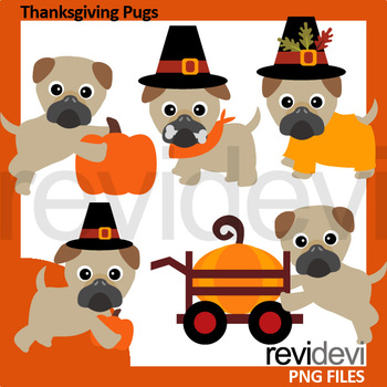 Preview of Thanksgiving Pugs Clip Art