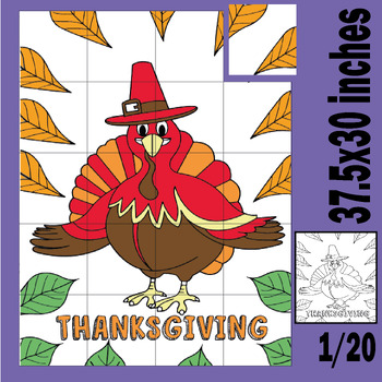 Preview of Thanksgiving Pumpkin  Collaborative Poster Art Coloring Pages