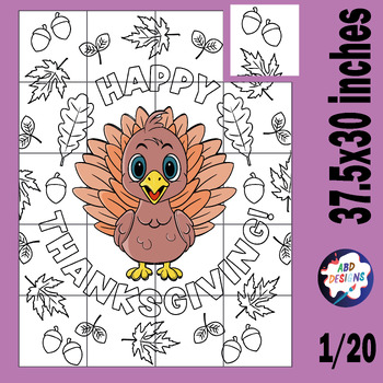 Preview of Thanksgiving Pumpkin  Collaborative Poster Art Coloring Pages