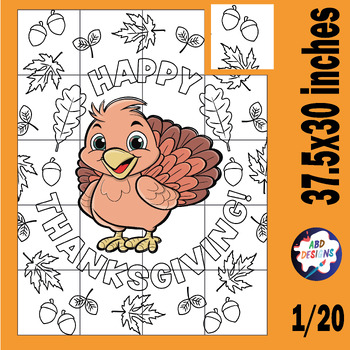 Preview of Thanksgiving Pumpkin  Collaborative Poster Art Coloring Pages