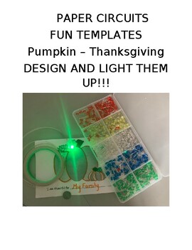 Preview of Thanksgiving Pumpkin Template - Paper Circuits Create Light Card STEM STEAM