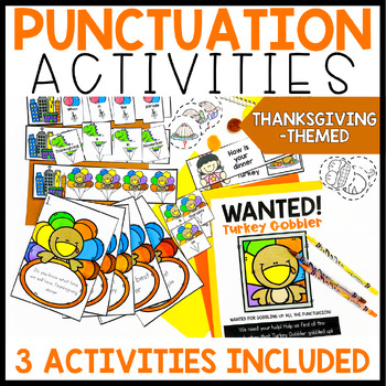 Preview of Thanksgiving Punctuation Writing Activities November Write The Room and Centers