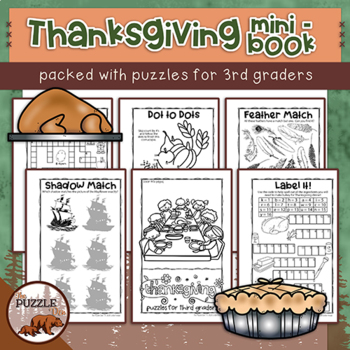 Thanksgiving Puzzle Mini-Book for Third Grade by The Puzzle Den | TPT