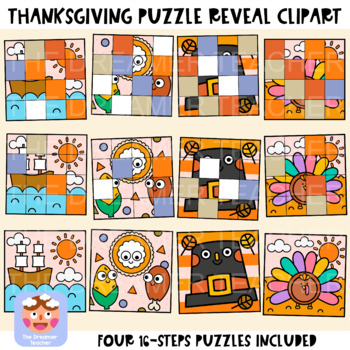 Preview of Thanksgiving Puzzle Reveal Clipart