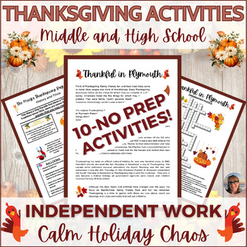 thanksgiving assignment for middle school