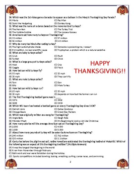 Thanksgiving Quiz (Printable) by Hank's History | TpT