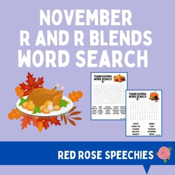 Preview of Thanksgiving R and R Blend Word Search - November Speech Therapy