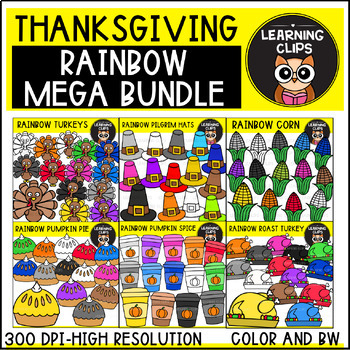 Preview of Thanksgiving Rainbow Clipart Mega Bundle