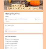 Thanksgiving Rational Numbers Review