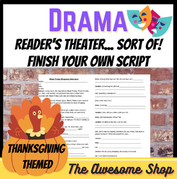 Preview of Thanksgiving Reader's Theater One Page Scripts for Middle & High  Drama