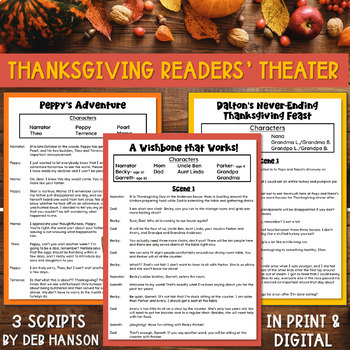 Preview of Thanksgiving Readers' Theater Activity: Three Fun Scripts to Improve Fluency