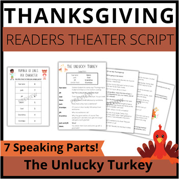 Preview of Thanksgiving Readers Theater Script The Unlucky Turkey NO PREP