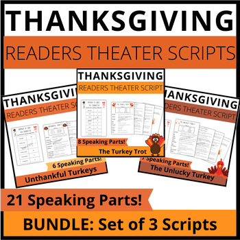 Preview of Thanksgiving Readers Theater Scripts BUNDLE Set of Three Scripts 21 Parts