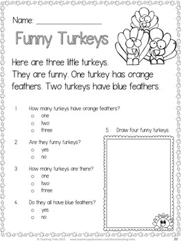 Thanksgiving Activities: Thanksgiving Reading Comprehension Worksheets