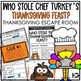 Thanksgiving Reading Activities ESCAPE ROOM | Who Stole th