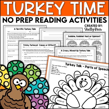 Preview of Thanksgiving Reading Activities No Prep Thanksgiving Reading Worksheets 