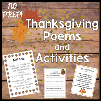 Preview of Thanksgiving Reading Activities with Thanksgiving Passages and Poetry