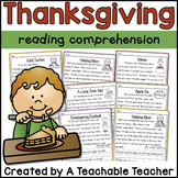 Thanksgiving Reading Comprehension Fluency Passages and Qu