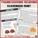 Thanksgiving Reading Comprehension Activities for 6th, 7th