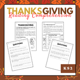 Thanksgiving Reading Comprehension Activity