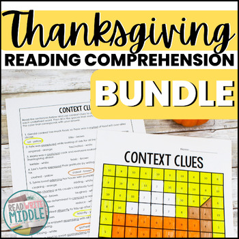 Preview of Thanksgiving Reading Comprehension Bundle Activities Middle School