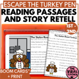 Thanksgiving Reading Comprehension Escape Room Activity 1s