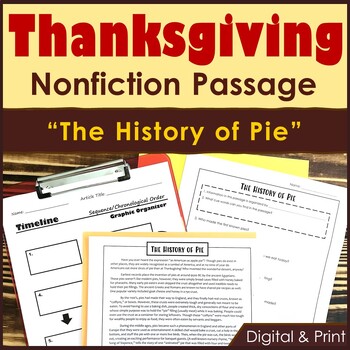 Preview of FREE Thanksgiving Reading Comprehension Passage - Printable & Digital