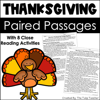 Preview of Thanksgiving Reading Comprehension Paired Passages Close Reading Activities