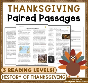 Preview of Thanksgiving: Reading Comprehension Paired Passages and Questions Activities