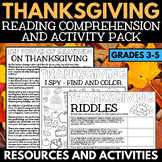 Thanksgiving Reading Comprehension Passage Activities - Co