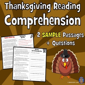 Preview of Thanksgiving Reading Comprehension Passage - FUN