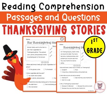 Preview of Thanksgiving Reading Comprehension Passage and Questions 1st Grade