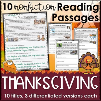 Preview of Thanksgiving Reading Comprehension Passages