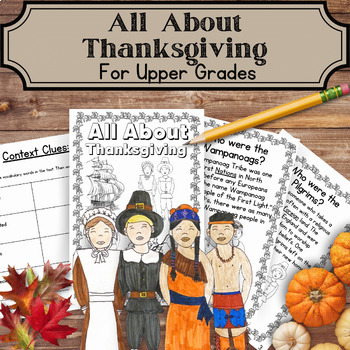Preview of Thanksgiving Reading Comprehension Passages Mini Book with Crafts